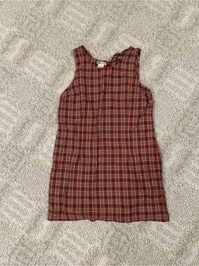 Vintage Faded Glory Cotton Red Plaid Sleeveless Shift Dress